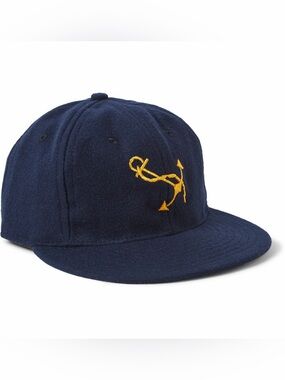 NWOT Ebbets Field Flannels Fitted Navy Wool Vintage Baseball Cap Size 7 1/2